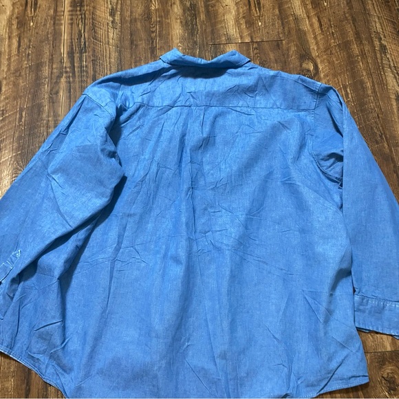Wrangler Fire Resistant Chambray Button Up Long Sleeve Shirt XXL - Picture 8 of 8